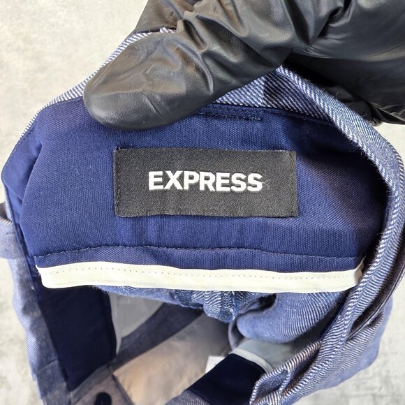 Express Pants Womens Size 12R Blue Ankle High Rise Belted Linen Blend Tapered - Picture 10 of 14